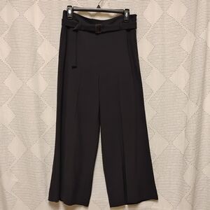 Rene Lezard Wide-Leg Charcoal Trousers with Belt Women's Size 38